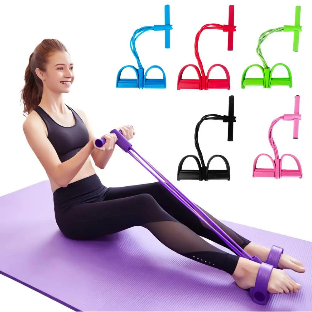 4/6-Tube Pedal Puller Resistance Band with Handle Multifunction Elastic Yoga Sit-Up Pull Rope Men Women Pedal Tensioner Exercise